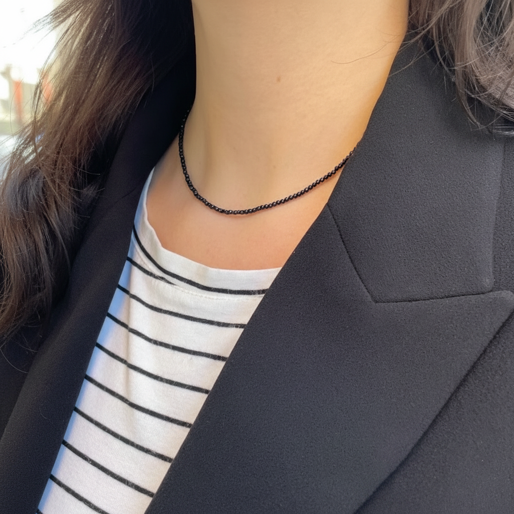 Collana pietre spinelli neri