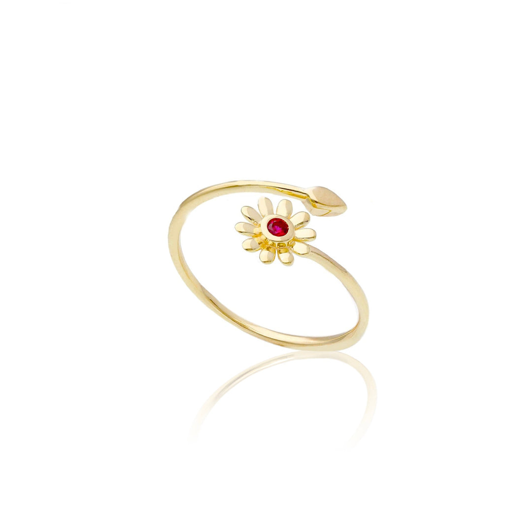 Anello oro gialllo Contrariè Fiore bambina con pietra rossa – Gioielleria  Granarelli