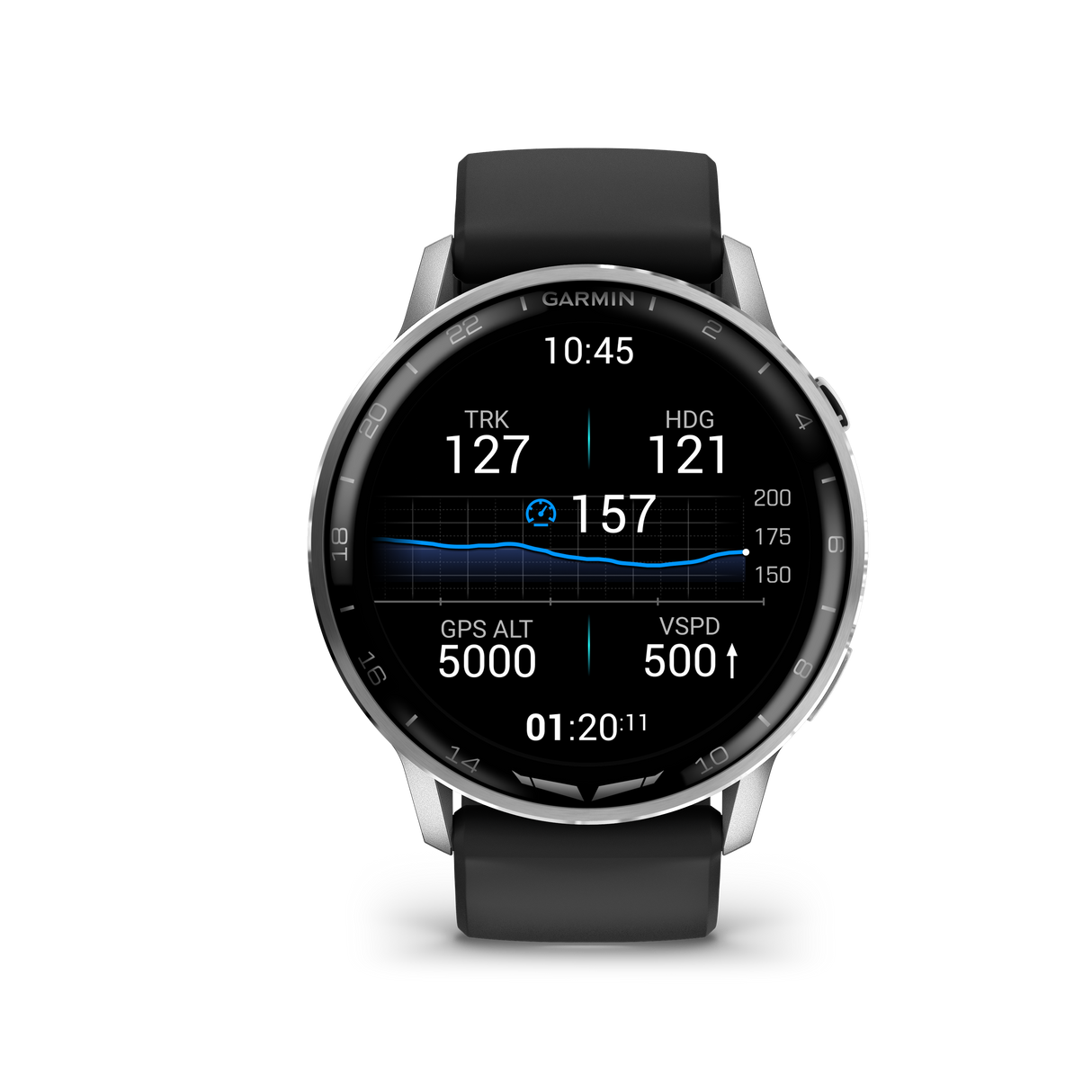 D2™ Air X15 Silver with Black Silicone Band