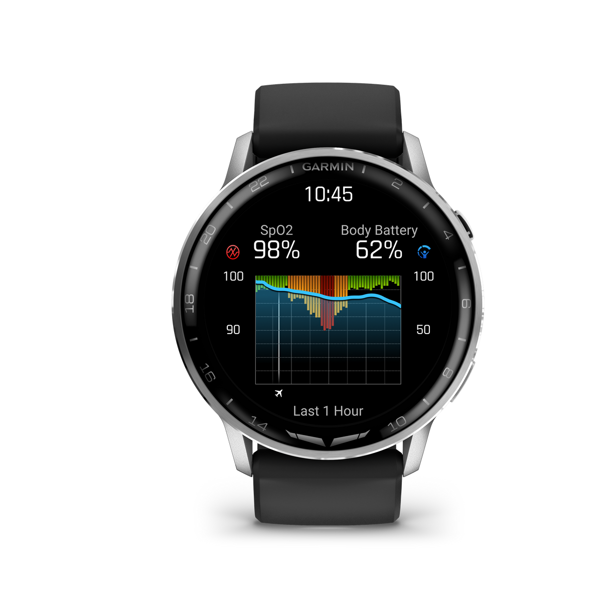 D2™ Air X15 Silver with Black Silicone Band