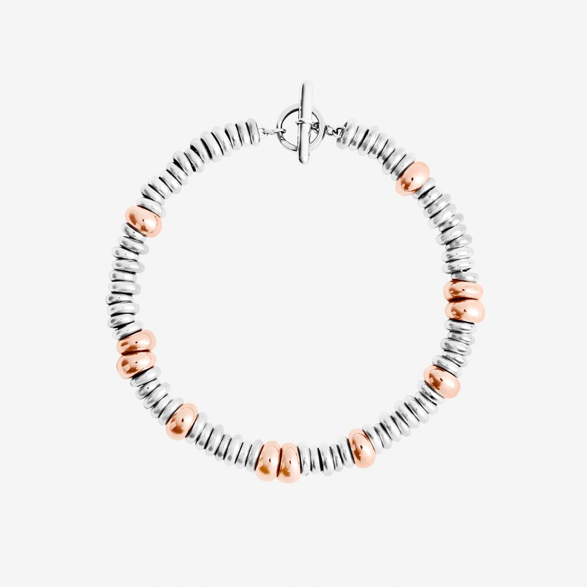 Bracciale DoDo Rondelle Argento e Rondelle Maxi Oro Rosa