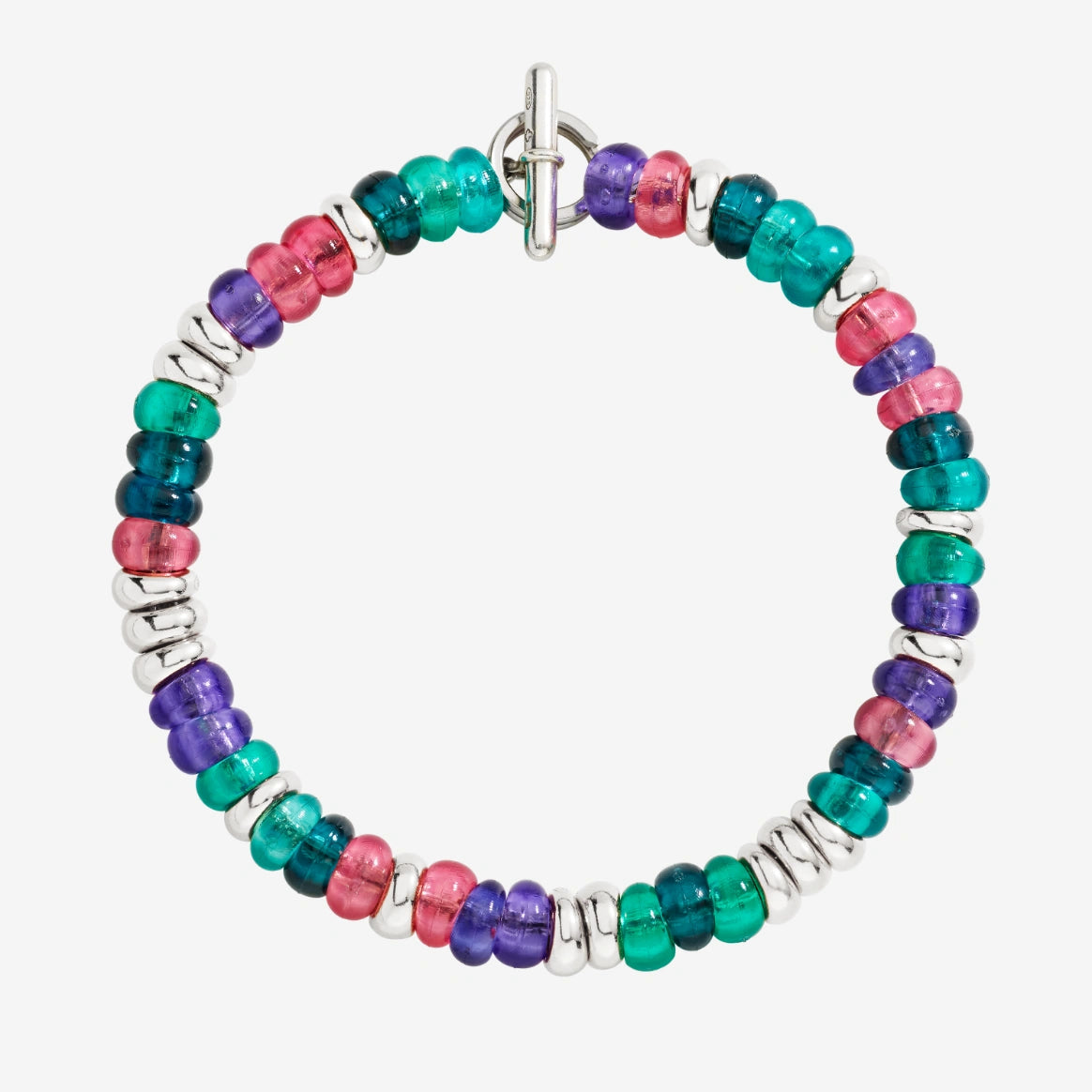 Bracciale DoDo Rondelle Argento e Plastica Riciclata Verde e Viola