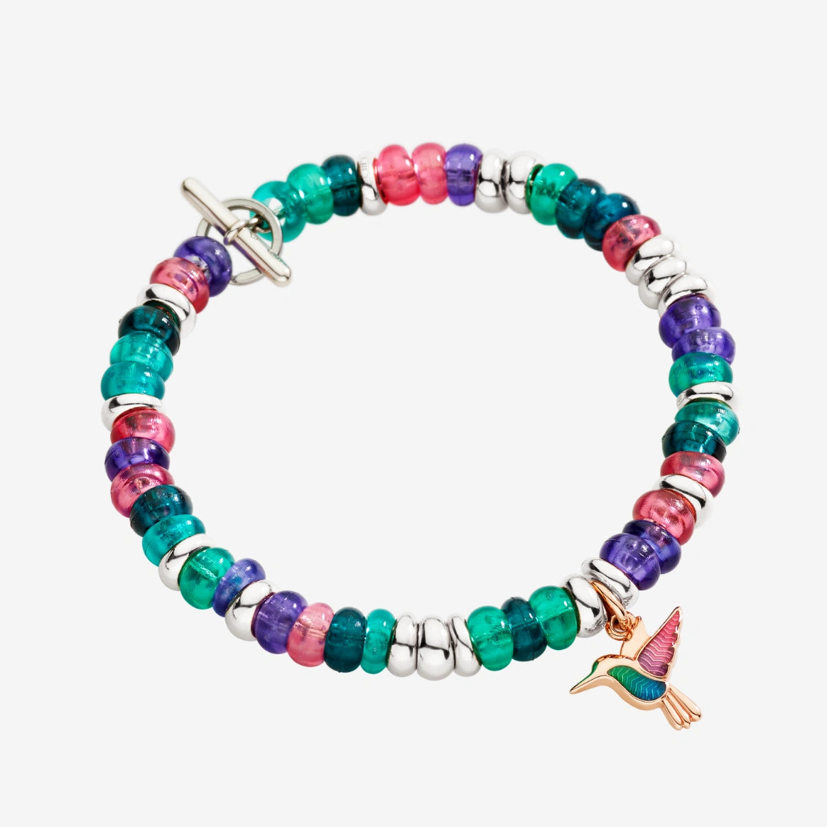 Bracciale DoDo Rondelle Argento e Plastica Riciclata Verde e Viola