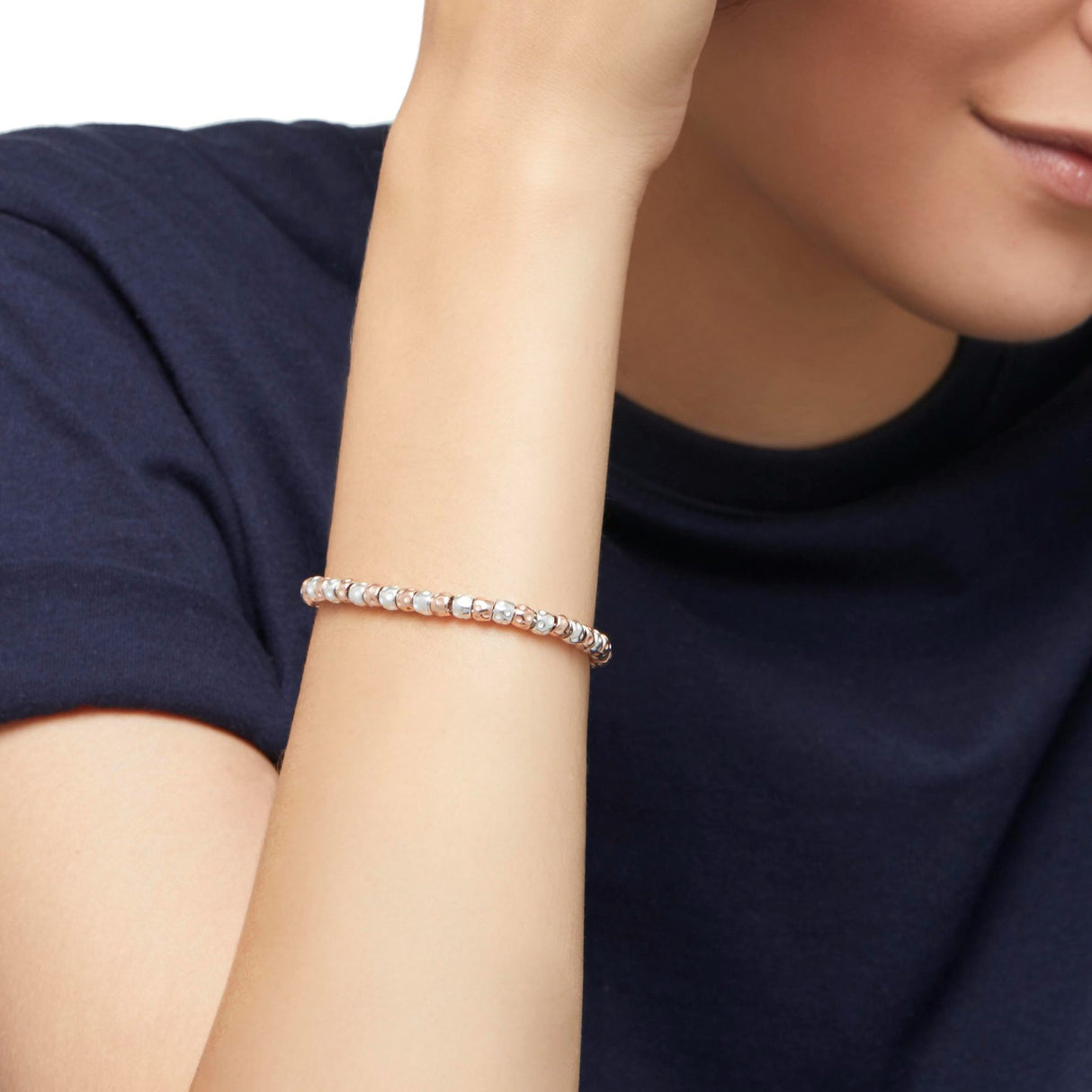 Bracciale DoDo Granelli Argento e Oro Rosa - Brisè Rosa 9kt