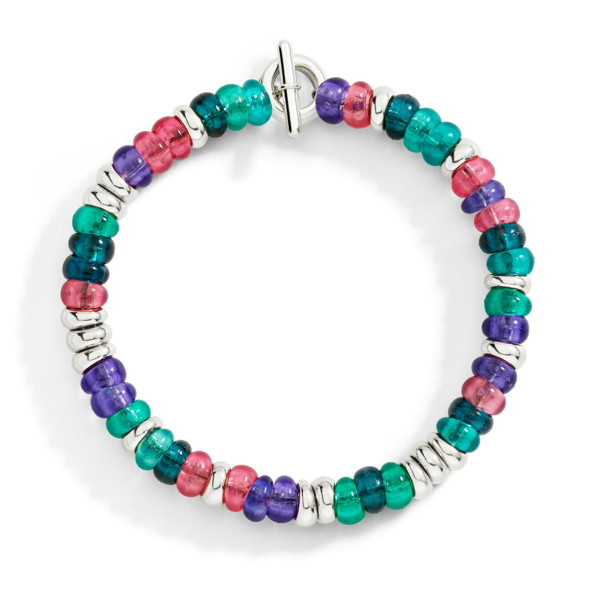 Bracciale DoDo Rondelle Argento e Plastica Riciclata Verde e Viola - Copri Brisè