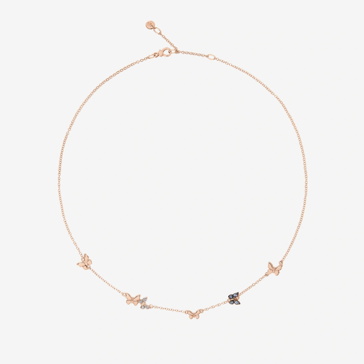 Dodo vlinder ketting diamanten en saffieren