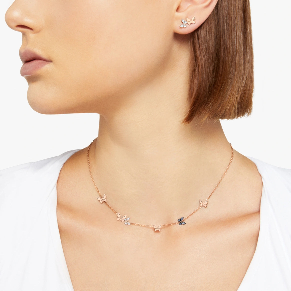 Dodo vlinder ketting diamanten en saffieren