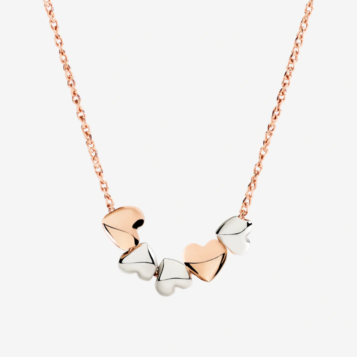 Collana DoDo 5 Cuoricini in Oro Rosa e Argento-Girocolli-DODO-Gioielleria Granarelli