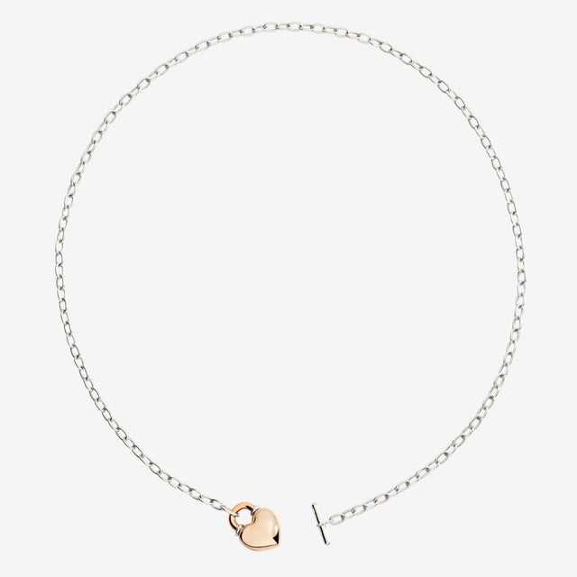 Collana DoDo Cuore in Oro Rosa e Argento T-Bar-Girocolli-DODO-Gioielleria Granarelli