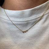 Girocollo 3 diamanti navette in oro giallo