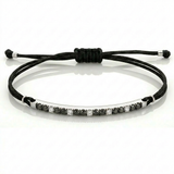 Bracciale Barretta CURVA Cordino Nautico misura GRANDE- Oro Bianco 18kt  Diamanti Bianchi e Neri