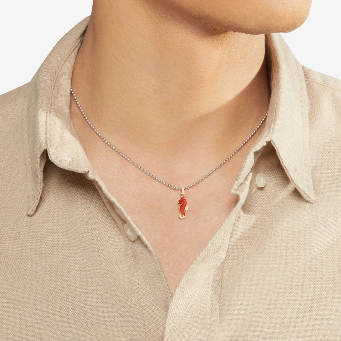 Charm DoDo Cavalluccio Marino Oro Rosa con Smalto Arancione