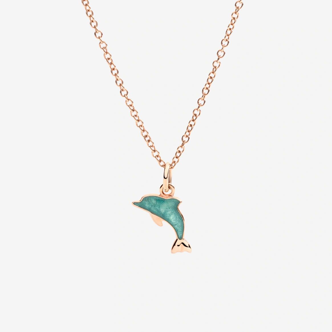 CHARM DODO DELFINO Rose gold with euthel enamel