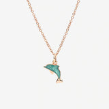 CHARM DODO DELFINO Rose gold with euthel enamel