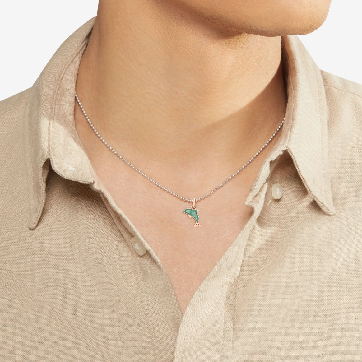 CHARM DODO DELFINO Rose gold with euthel enamel