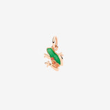 Charm DoDo Rana Oro Rosa, Smalto Perlato Verde e Zaffiri Arancio