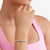 Charm DoDo Rana Oro Rosa, Smalto Perlato Verde e Zaffiri Arancio