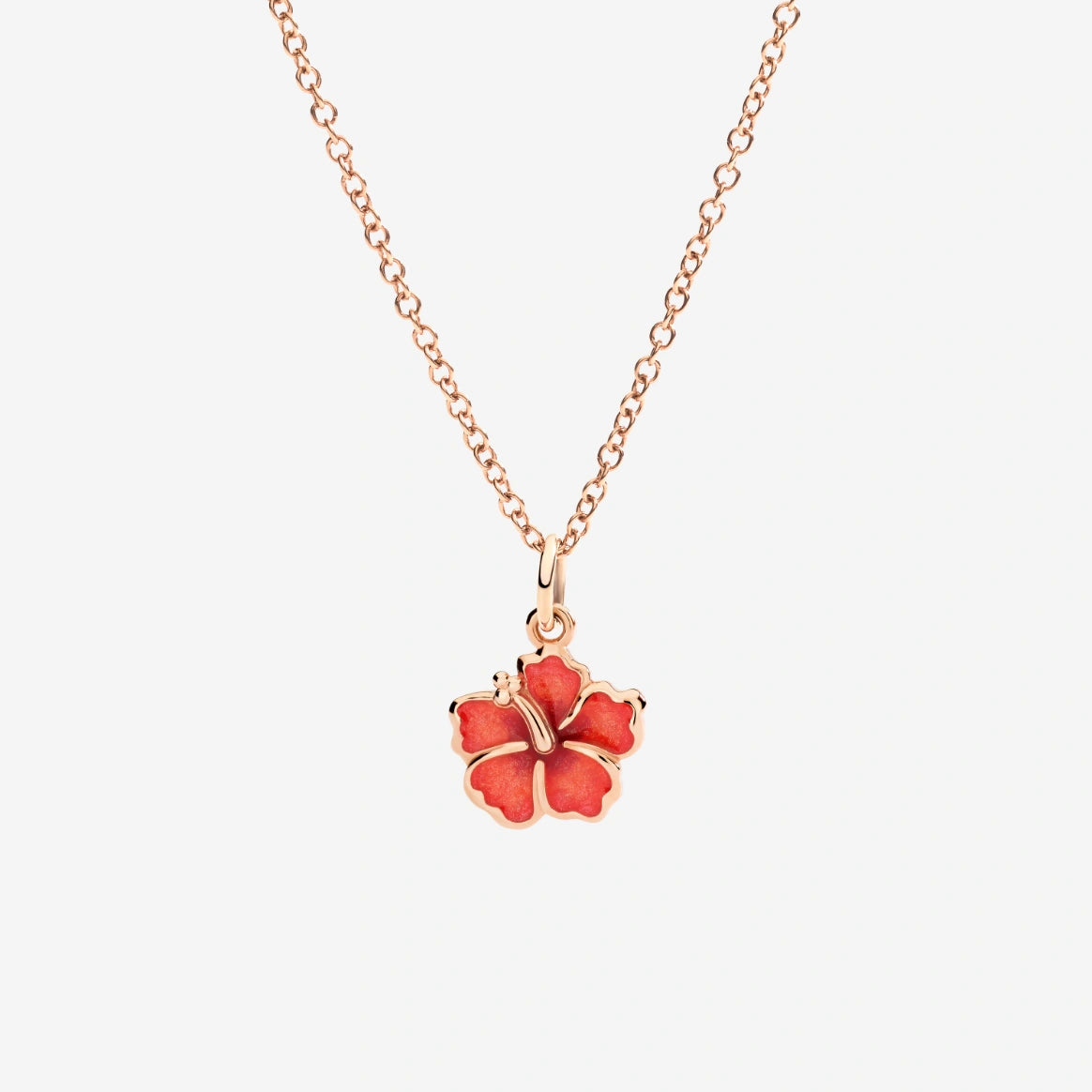 Charm DoDo Fiore di Ibisco Oro Rosa e Smalto Perlato Arancio