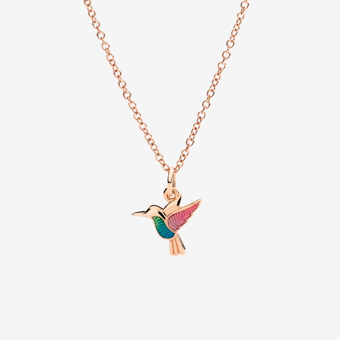 Charm DoDo Colibrì Oro Rosa e Smalto Perlato Multicolor