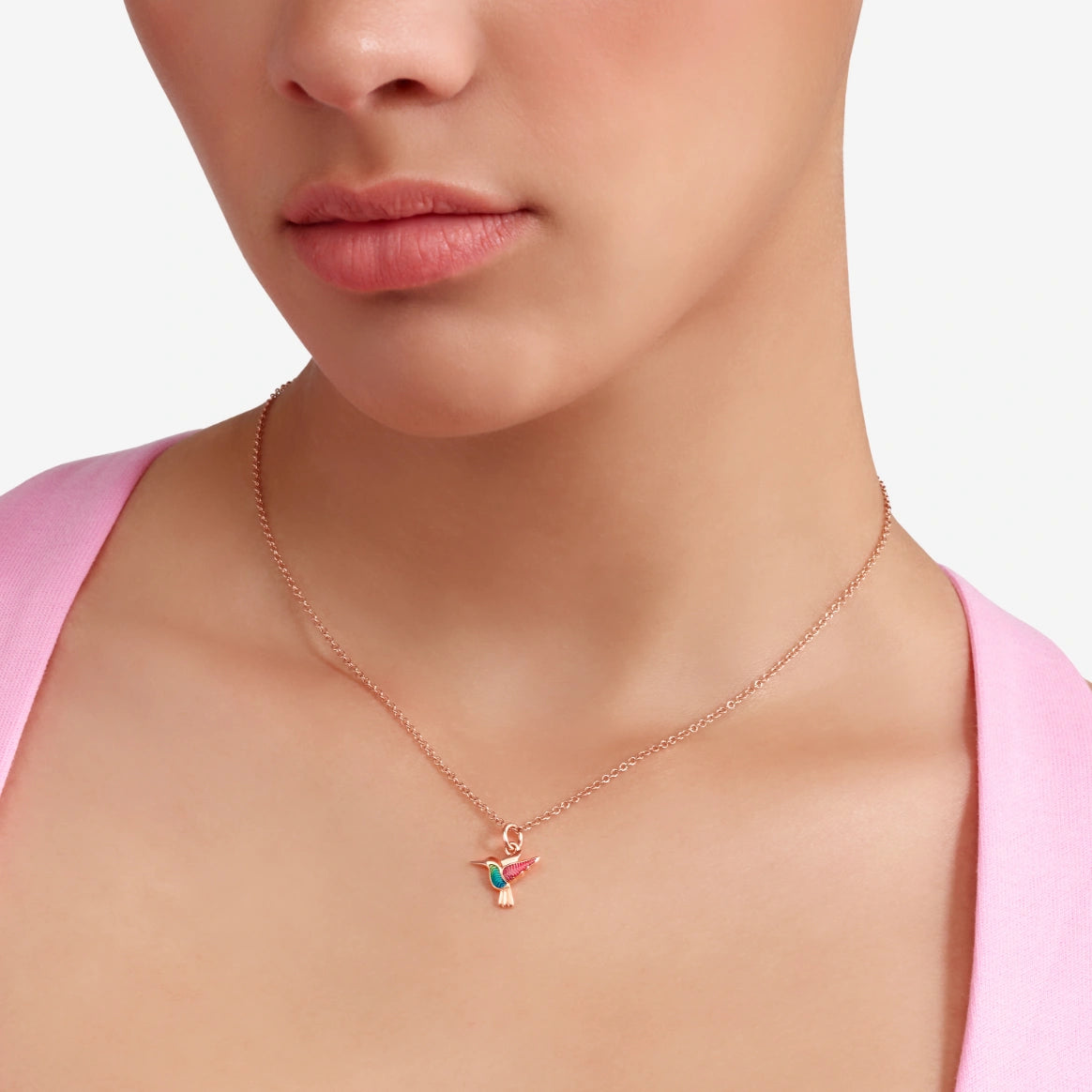 Charm DoDo Colibrì Oro Rosa e Smalto Perlato Multicolor