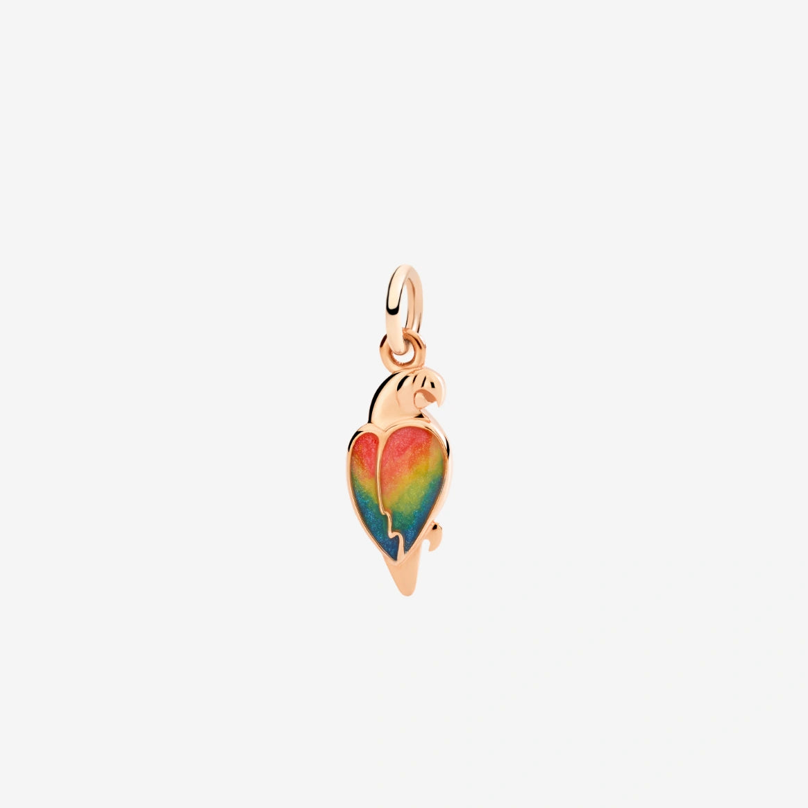 Charm DoDo Pappagallo Oro Rosa e Smalto Perlato Multicolor