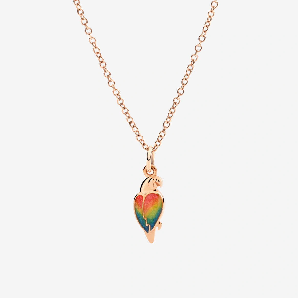 Charm DoDo Pappagallo Oro Rosa e Smalto Perlato Multicolor