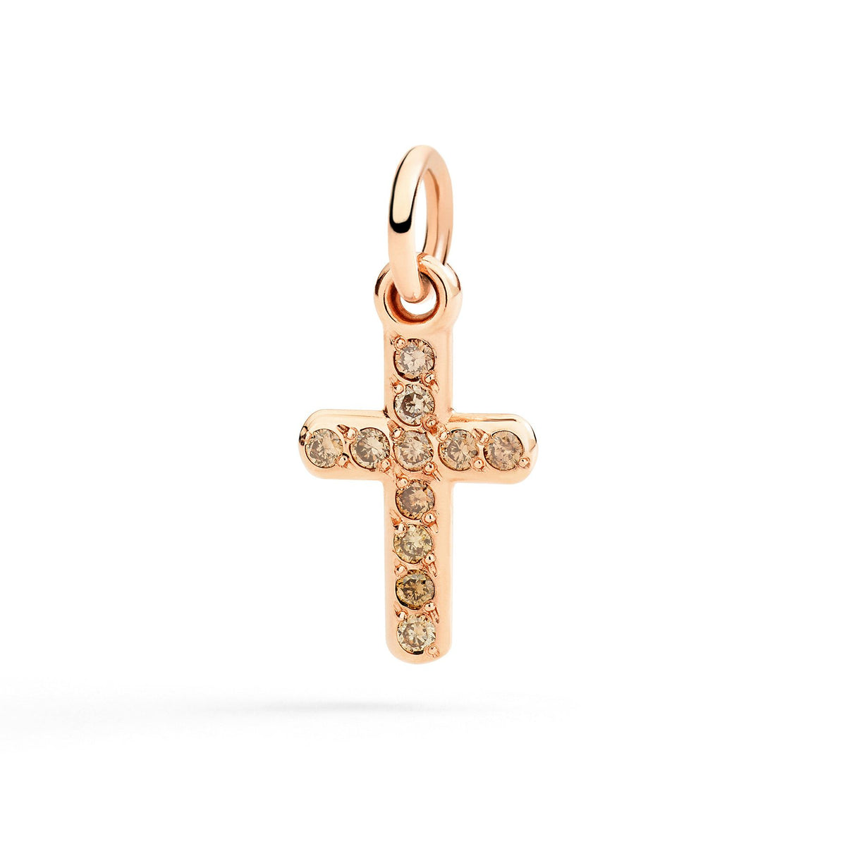 Charm DoDo Croce Oro Rosa e Diamanti Brown
