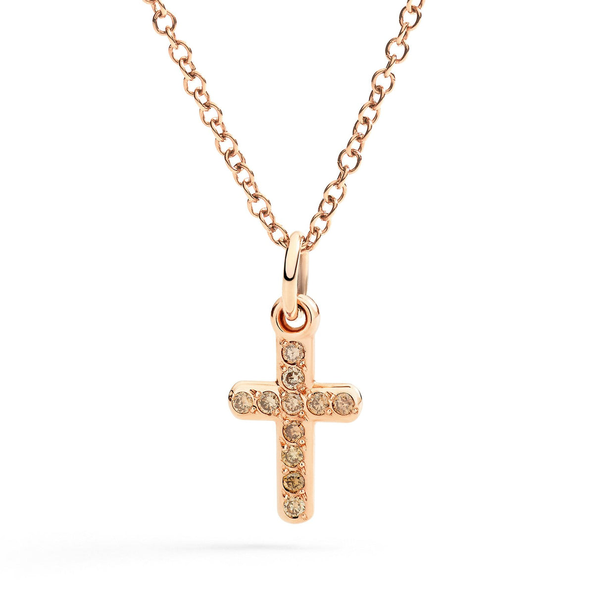 Charm DoDo Croce Oro Rosa e Diamanti Brown