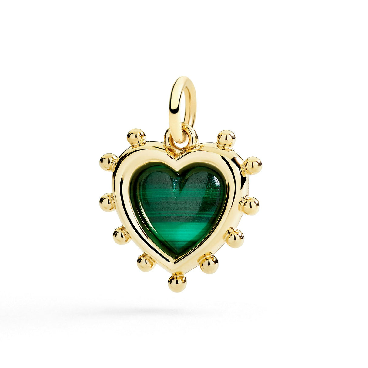 Charm DoDo Cuore Oro Giallo e Argento con Malachite