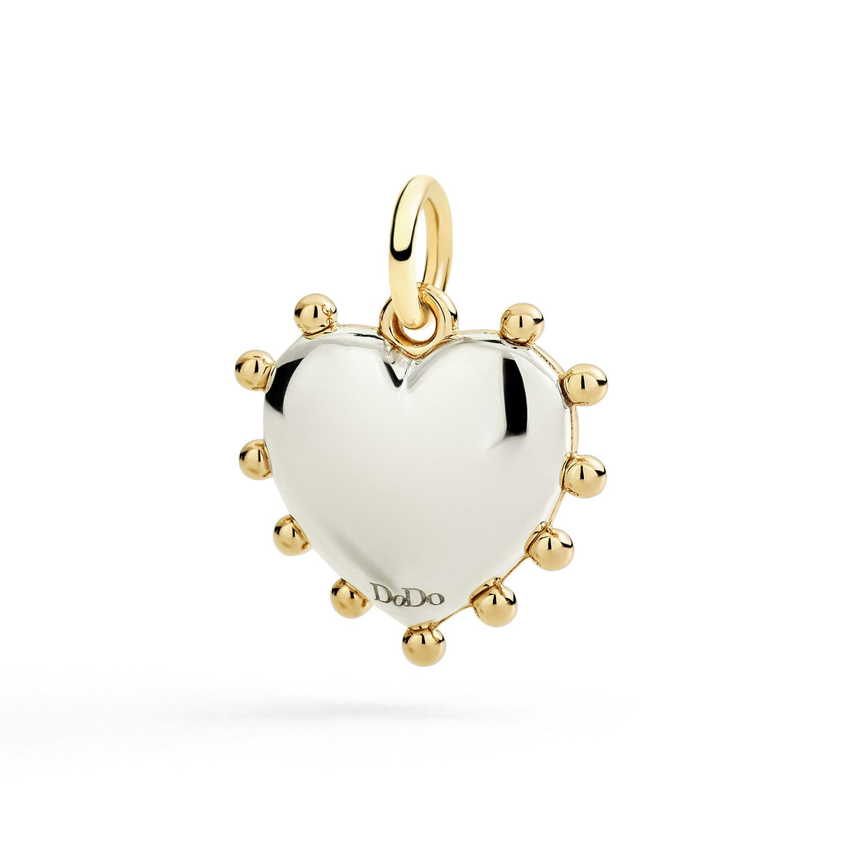 Charm DoDo Cuore Oro Giallo e Argento con Malachite