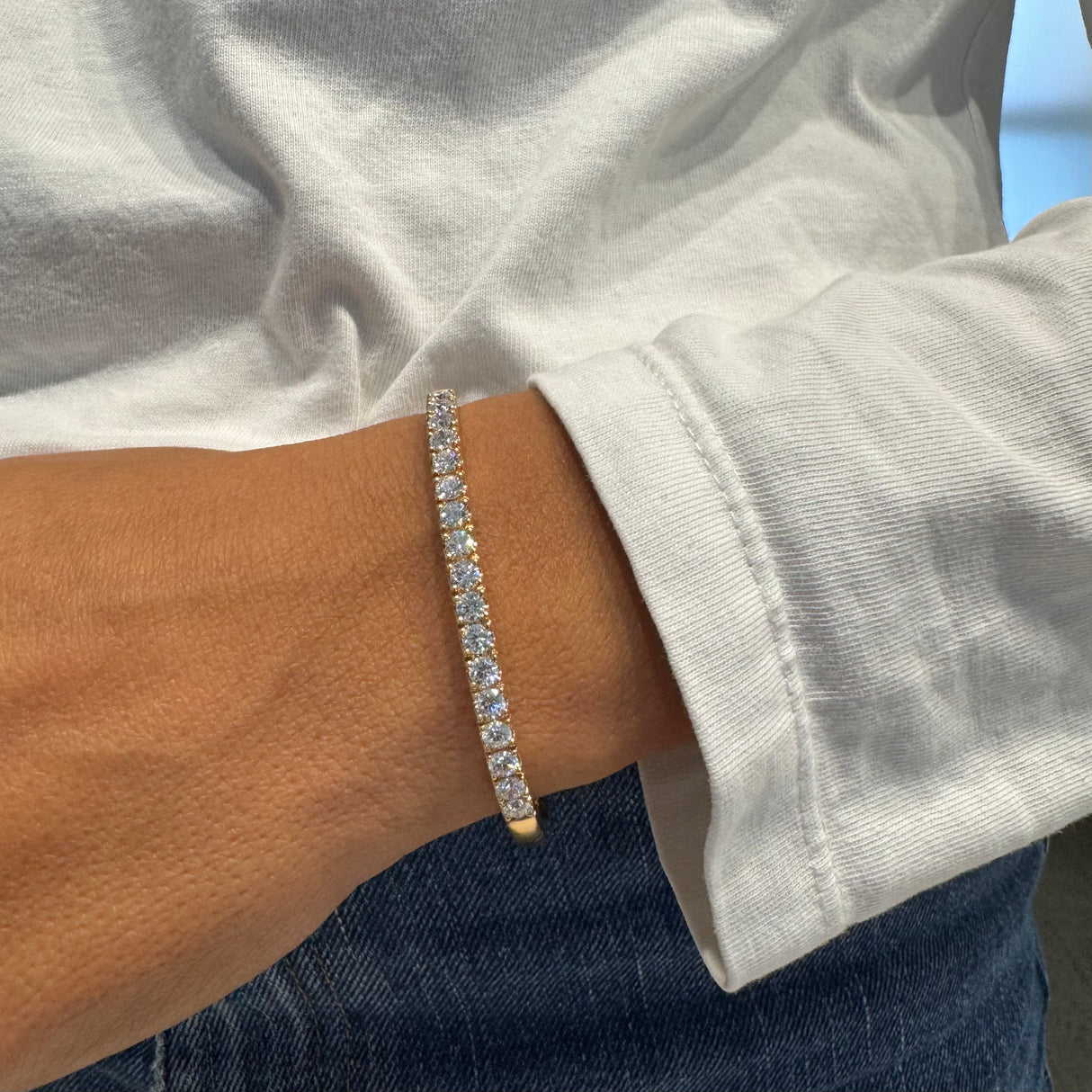 Bracciale rigido Diamanti Bianchi Oro Rosa