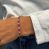 Bracciale Rigido oro Rosa, Rubini e Diamanti bianchi