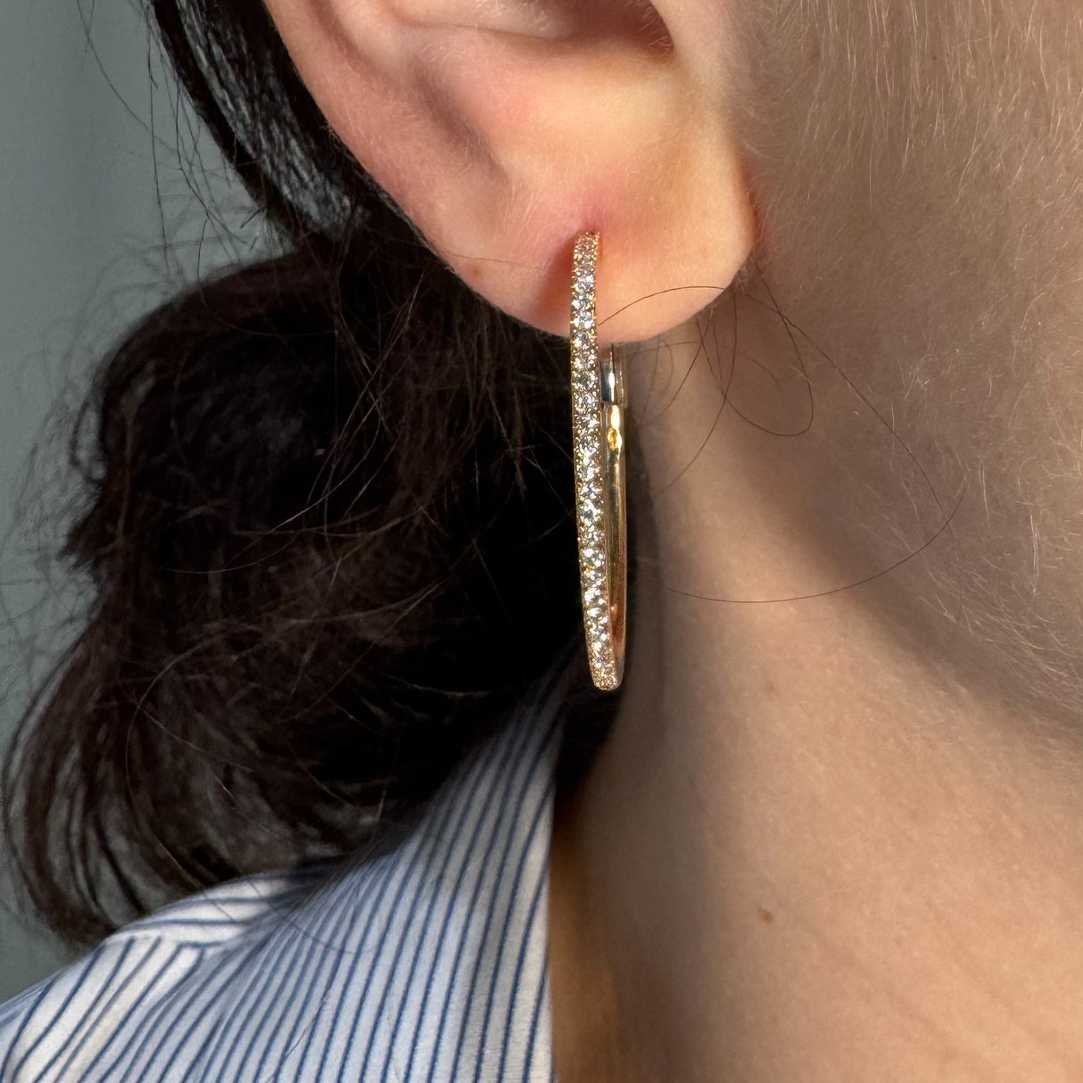 Orecchini Cerchio Diamanti in Oro Rosa