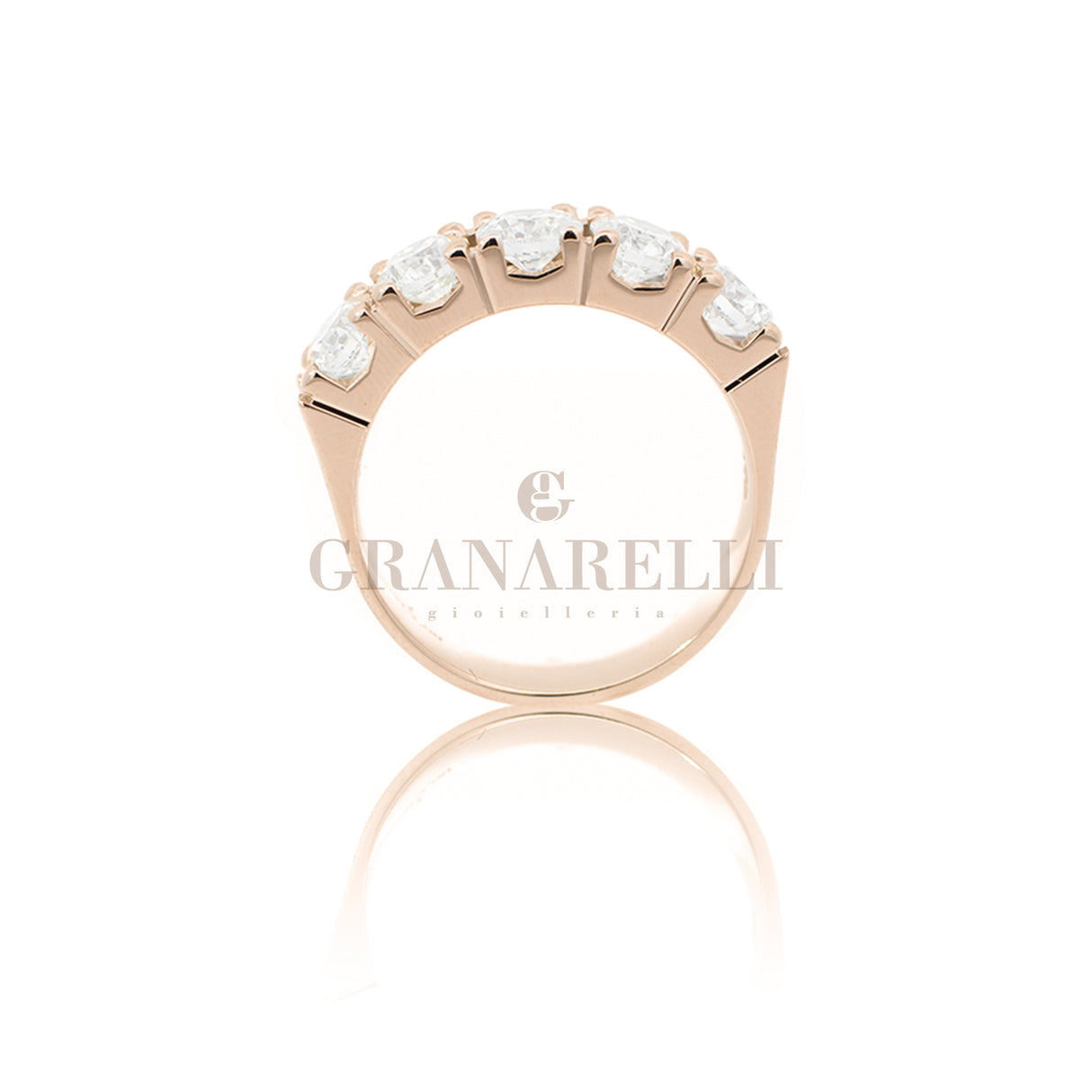 Anello Fedina 5 diamanti 1.85kt In Oro Rosa