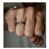 MEN'S SOLITAIRE FLAT TITANIUM BAND WITH 10 POINT WHITE DIAMOND