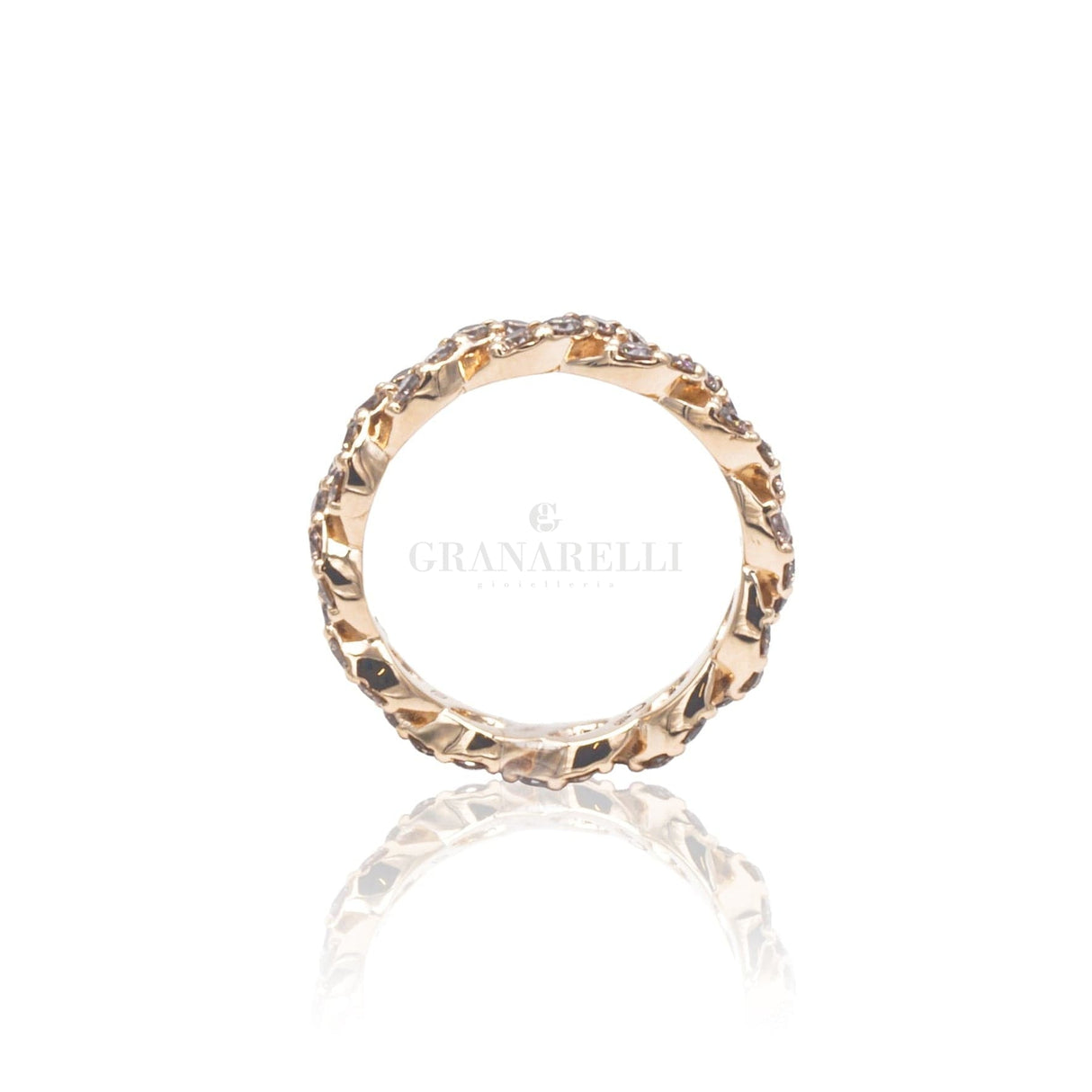 Fedina intrecciata in Oro Rosa e Diamanti Brown-Anelli-CRIVELLI- [SKU] -Gioielleria Granarelli
