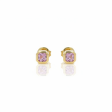 Orecchini a Lobo Oro Giallo 18kt con Zaffiri Rosa Taglio Radiant