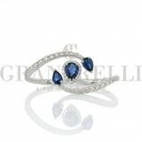 Anello Doppio Zaffiri Goccia e Diamanti Crivelli