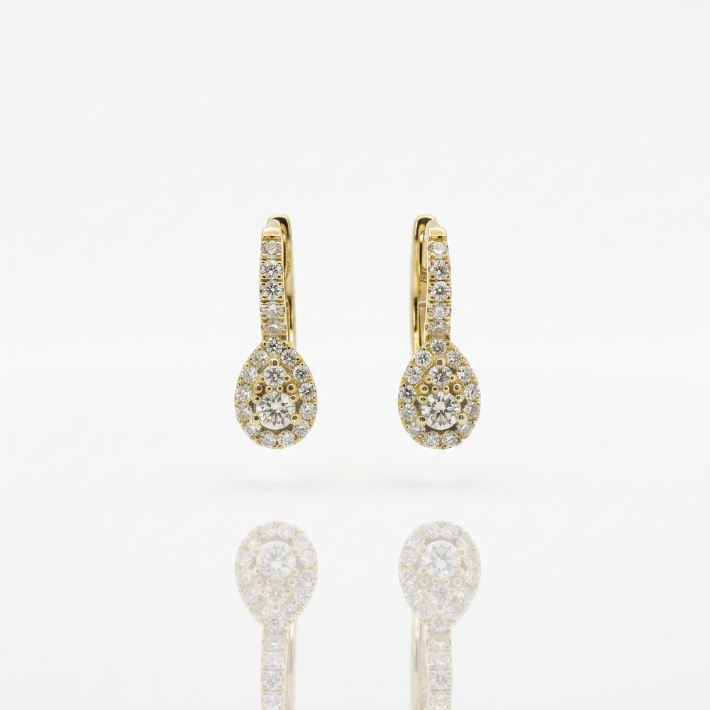 Orecchini boccola Goccia Diamanti Bianchi 0.50kt in Oro Giallo