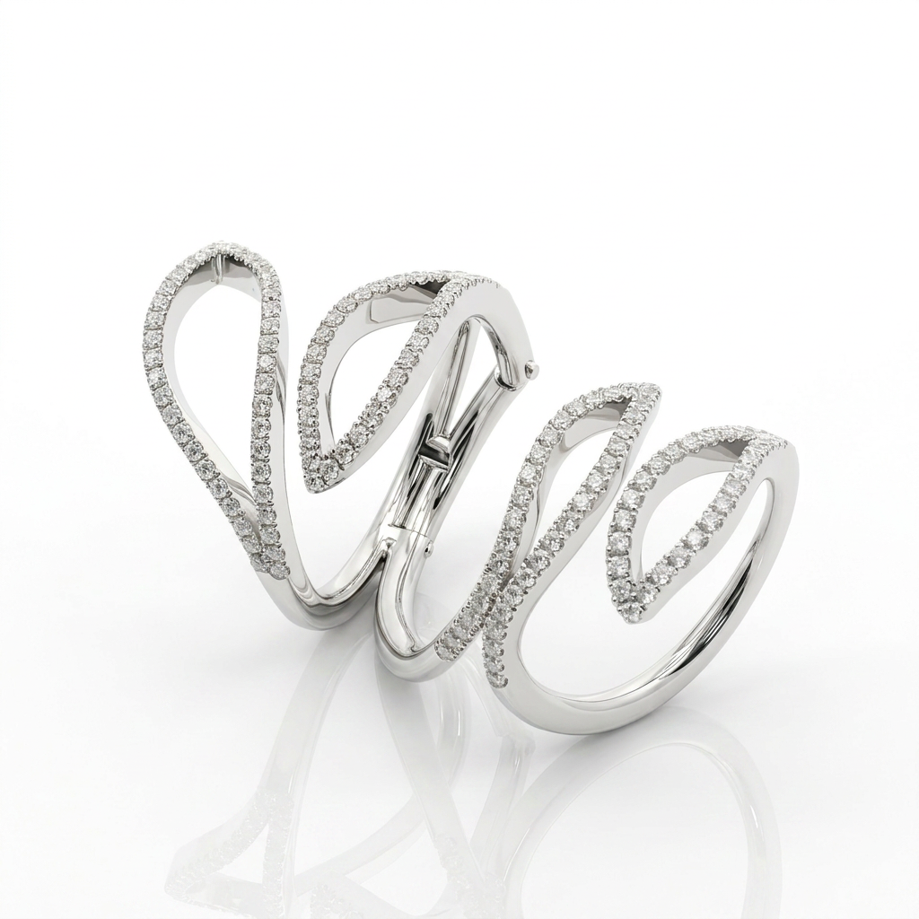 Anello Foglia in Oro Bianco 18kt e Diamanti 0.86ct
