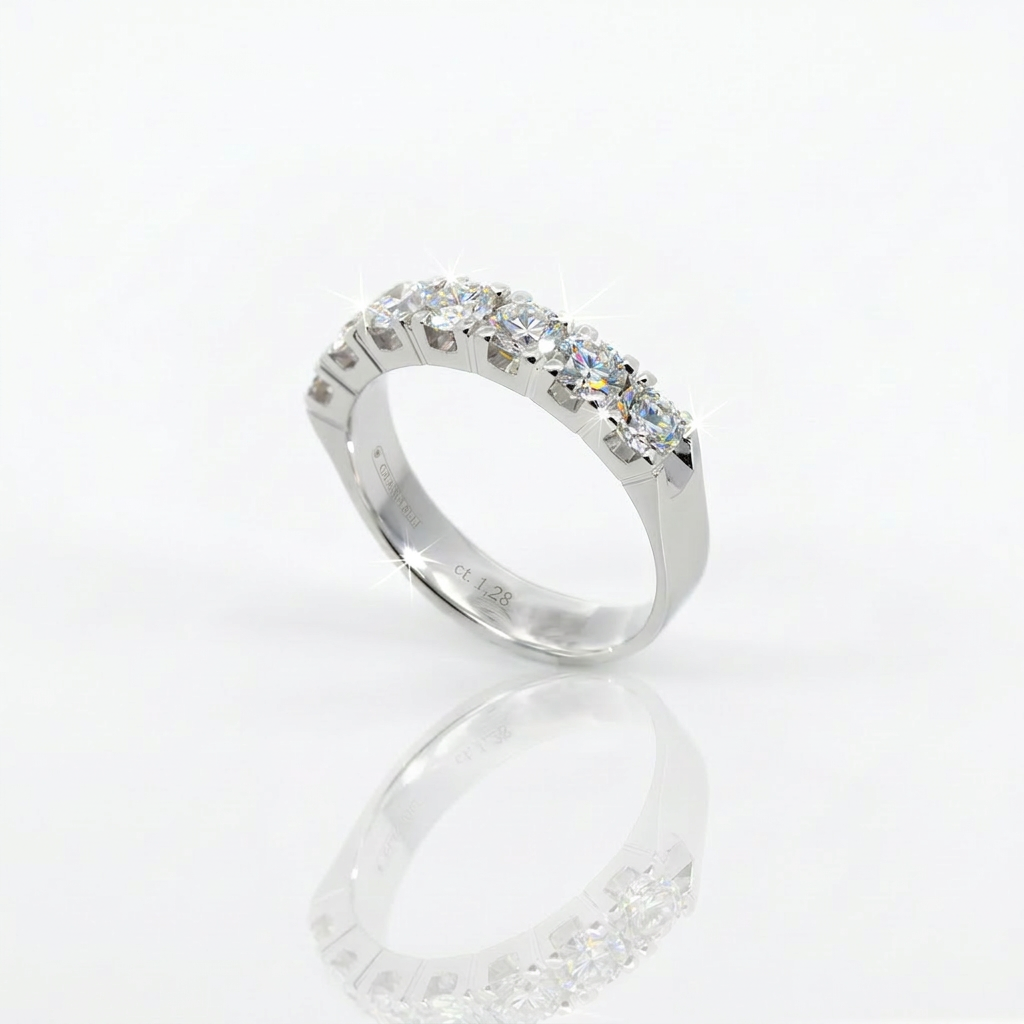 Anello Fedina 7 diamanti 1.28kt In Oro bianco