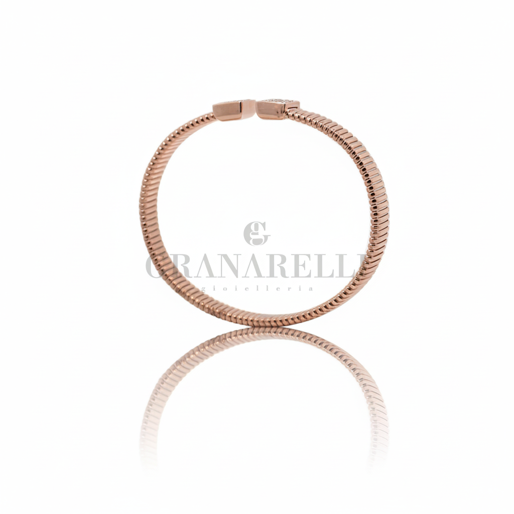 Bracciale tubogas con Diamanti In Oro Rosa