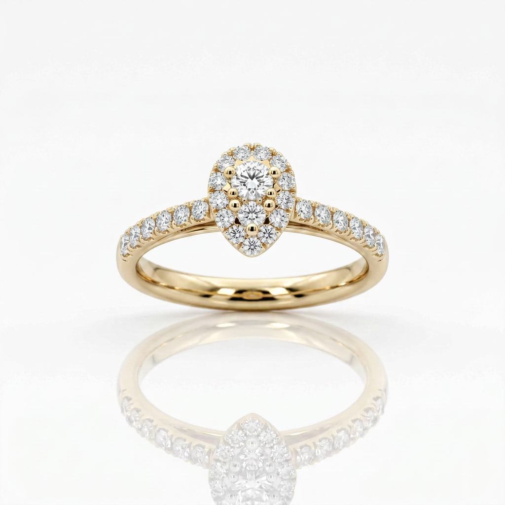 Anello Goccia Diamanti 0.38kt e Oro giallo