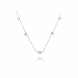 Girococollo Micro Cuori in Oro Bianco e Diamanti