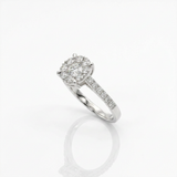 Anello illusione in oro bianco e Diamanti | Pietra Centrale 0,30ct