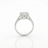 Anello illusione in oro bianco e Diamanti | Pietra Centrale 0,30ct