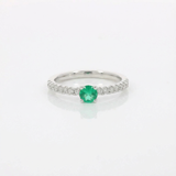 Anello Smeraldo 0.17kt e Fedina in oro bianco
