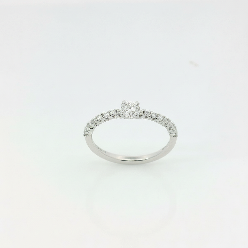 Anello Fedina Diamante centrale in oro bianco