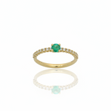 Anello Smeraldo 0.17kt e Fedina in oro giallo