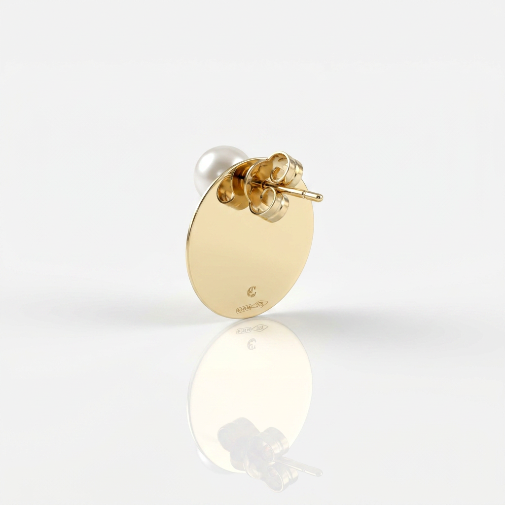 Mono Orecchino Piastra con Perla Freshwater 6,5mm Oro Giallo 9kt